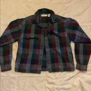 Denim/Red/Green Jean Jacket Crop